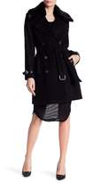 Thumbnail for your product : Andrew Marc Genuine Rabbit Fur Trim Wool Blend Coat