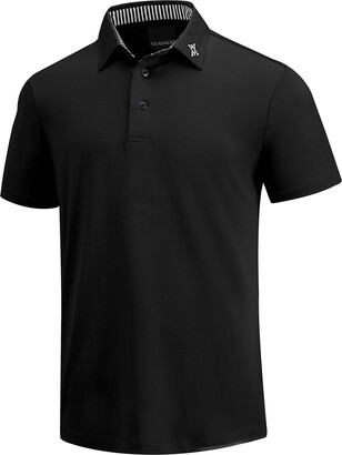 FINGER TEN Performance Polo Pro 3.0 Golf Polo Shirts for Men Short Sleeve  Studded Collar Moisture Wicking Quick Dry Odor Conrol Ventilated Breathable  Light Fit Athletic Casual Sport (Black S) - ShopStyle