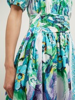 Thumbnail for your product : Prada Flowerpot-print Cotton Midi Dress - Blue Multi