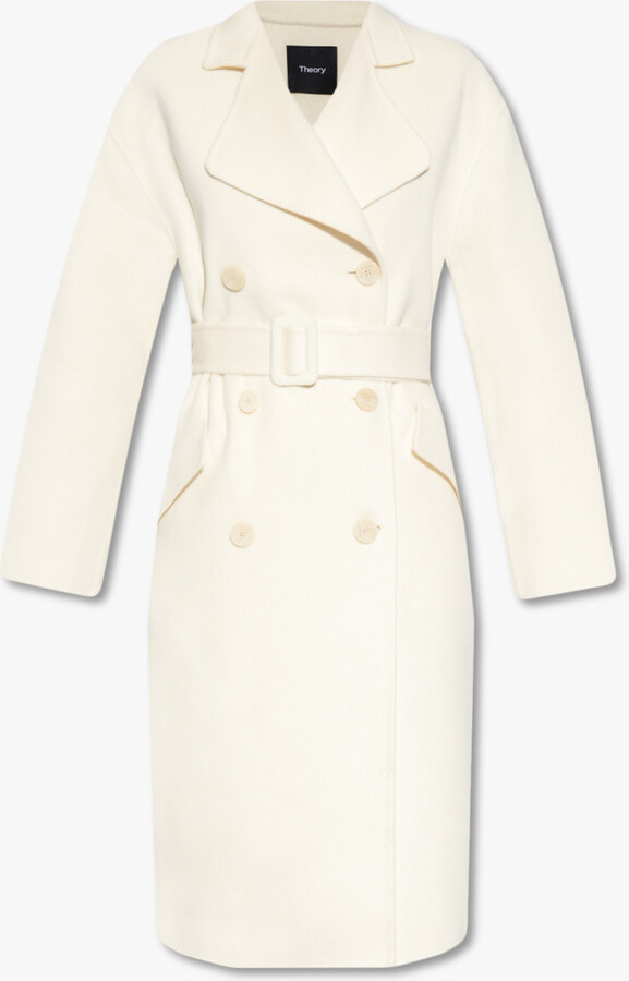 Cream Double Breasted Coat | ShopStyle