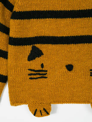 Emile et Ida cat motif striped sweater