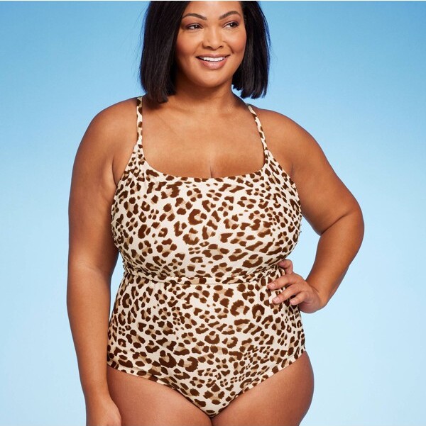 Women's Leopard Print Wrap Belt Medium Coverage One Piece Swimsuit - Kona  Sol™ Beige - ShopStyle