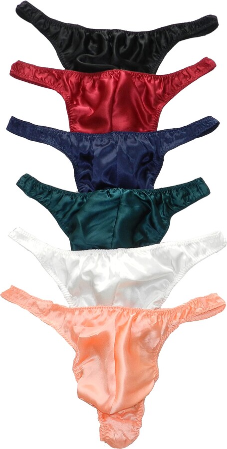 Qianya Mens Bikini Briefs 100% Pure Silk 6 Pairs in One Economic Pack 