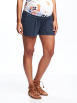 Thumbnail for your product : Old Navy Maternity Roll-Panel Linen-Blend Shorts (4")