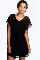Thumbnail for your product : boohoo Lucinda Lace Insert Sleeve Shift Dress