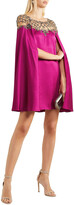 Thumbnail for your product : Marchesa Cape-effect Embellished Tulle-paneled Cady Mini Dress
