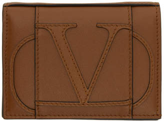 Valentino Brown Garavani Small VLogo Bifold Wallet