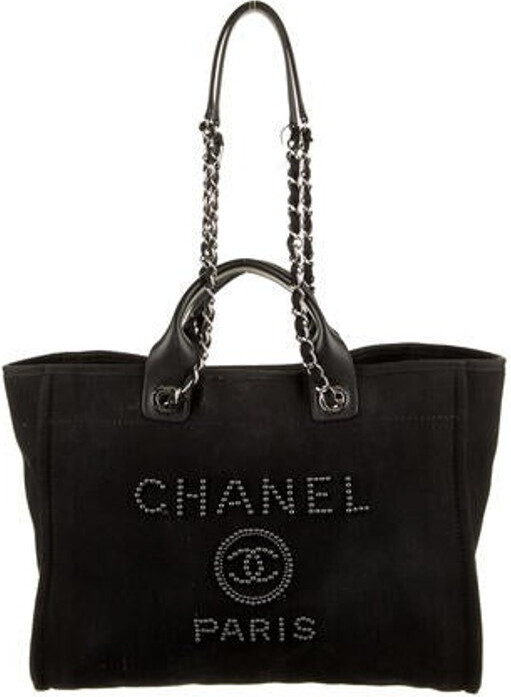 Chanel Deauville bag. Tote with pearl logo. 