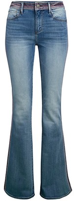 Driftwood Embroidered-Waist Flare Jeans