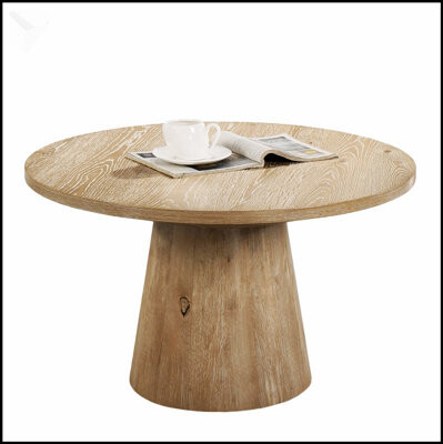 East Urban Home Contemporary Style Round Coffee Table With Cone Shape Pedestal Durable And Stylish For Modern Living Spaces