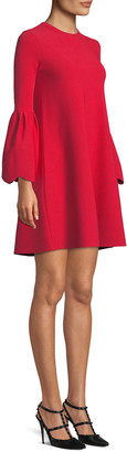 Valentino Jewel-Neck Bell-Sleeve Stretch-Knit Mini Dress