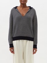 Thumbnail for your product : Allude Sailor-collar Striped Wool-blend Sweater - Navy Stripe