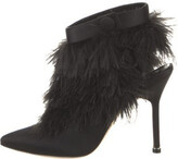 Thumbnail for your product : Manolo Blahnik Satin Feather Trim Lace-Up Boots