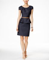 Thumbnail for your product : Connected Cap-Sleeve Denim Peplum Dress