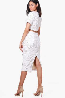 boohoo Floral Applique Midi Skirt Co-Ord