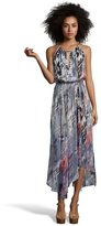 Thumbnail for your product : Chelsea Flower tan galaxy swirl print chiffon sleeveless maxi gown