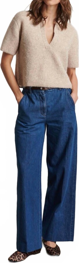 Line Joni Short Sleeve Sweater Top In Almond