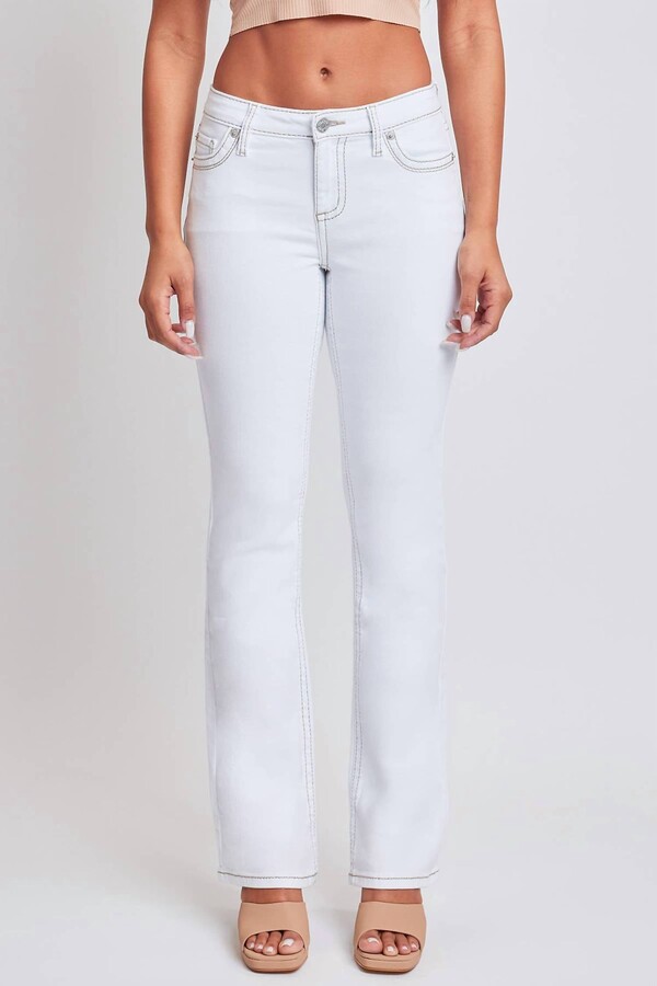 YMI Jeanswear Heavy Stitch Mid-Rise Bootcut Jeans In White