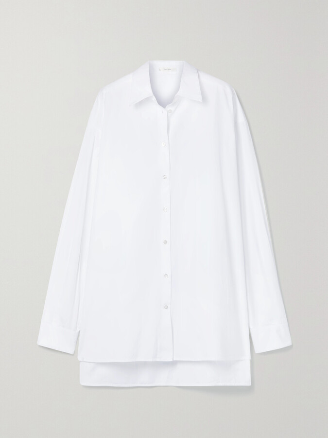 The Row Essentials Luka Oversized Cotton-poplin Shirt - White