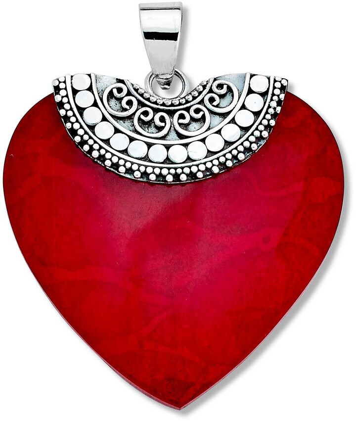 DHJAXL necklaceCrystals from Fine Red Heart Pendant Necklace for Women Real S925 Silver Collares Lovers