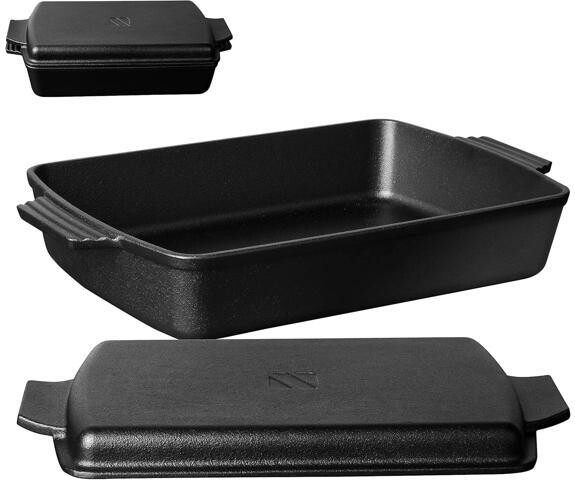 ilepo 2-In-1 Pre Seasoned Cast Iron Dutch Oven With Skillet Lid,Casserole Dish,Rectangular Baking Pan,Griddle Pot Set, 6QT, 9'x13'
