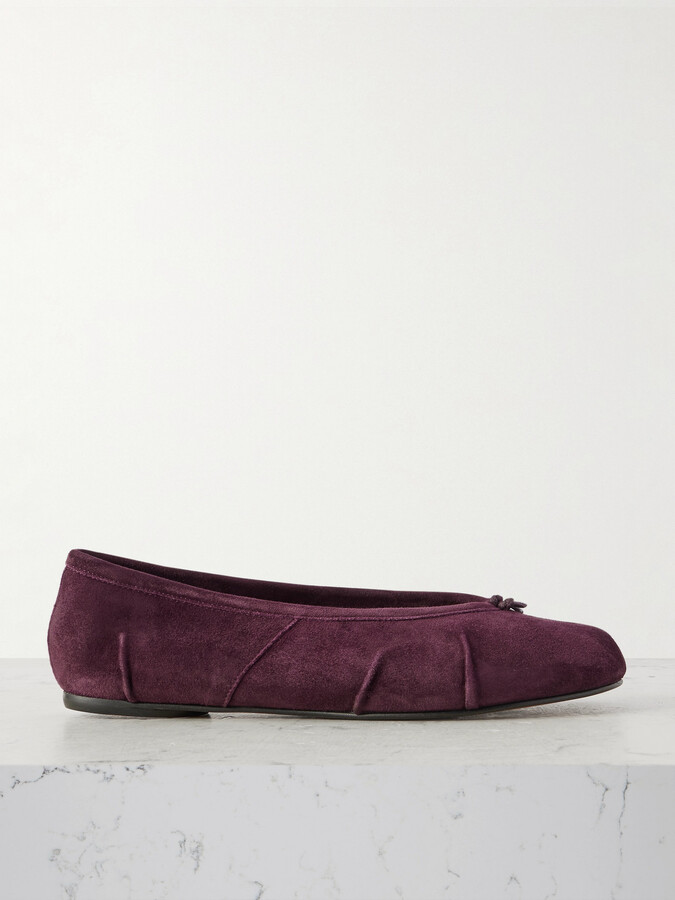 Maison Margiela Tabi Split-toe Suede Ballet Flats - Burgundy
