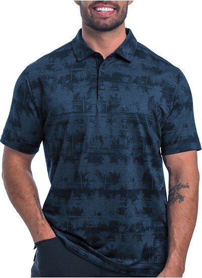 Men's Antigua Shadow Palms Polo Medium Nautical Navy Heather