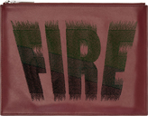 Thumbnail for your product : Kenzo Burgundy Leather Embroidered 'Fire' Clutch