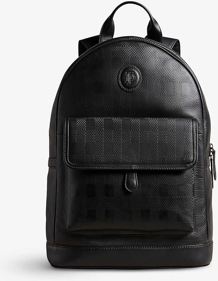 Ted Baker Logopatch checkdebossed leather backpack ShopStyle