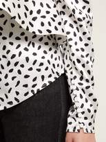 Thumbnail for your product : Self-Portrait Polka-dot Ruffled Satin Top - Womens - White Black