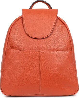 orange leather backpack