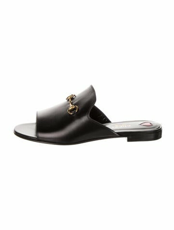 Gucci Horsebit Accent Leather Slides Black ShopStyle Sandals