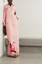 Thumbnail for your product : Brandon Maxwell Printed Stretch-crepe Maxi Shirt Dress
