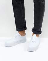 Thumbnail for your product : ASOS Lace Up Plimsolls In White Canvas With Chunky Sole