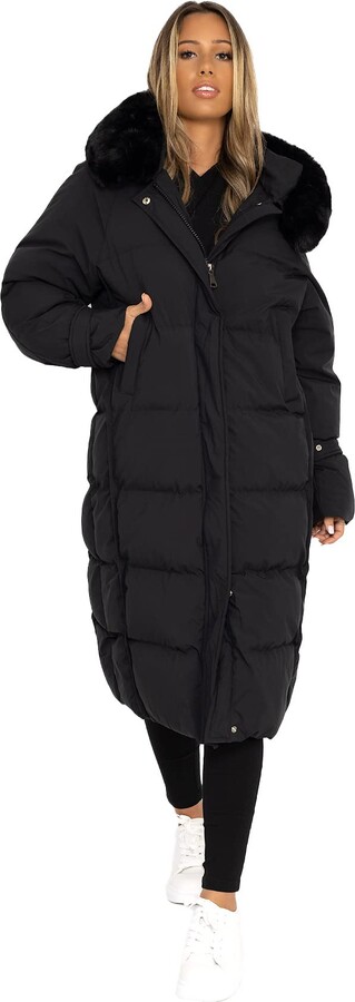 Lexi Fashion Womens Ladies Maxi Extra Long Length Heavy Longline Faux Fur  Hooded Puffer Parka Oversized Jacket Quilted Winter Down Zip Coat Cream UK