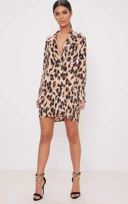 PrettyLittleThing Leopard Oversized Loose Fit Blazer Dress