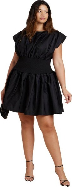 ELOQUII ELOQUIIShirredFlareMiniDress-18BlackOnyx