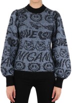 Thumbnail for your product : Ganni Graphic Intarsia Puff-Sleeved Sweater