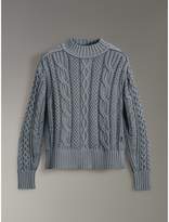 Thumbnail for your product : Burberry Open-stitch Detail Cable Knit Cotton Cashmere Sweater