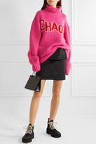 Thumbnail for your product : House of Holland Chaos Oversized Intarsia Knitted Turtleneck Sweater - Pink