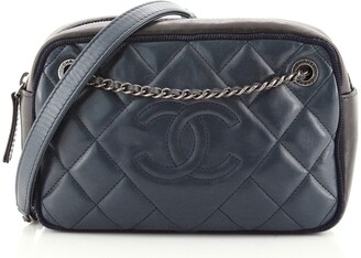 CHANEL Shiny Caviar Quilted Chain Melody Camera Bag Black