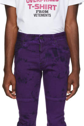 DSQUARED2 Purple Tie and Dye Ski Biker Jeans