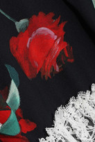 Thumbnail for your product : Dolce & Gabbana Lace-trimmed Floral-print Crepe Mini Dress