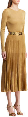 Ralph Lauren Collection Pleated Crewneck Dress