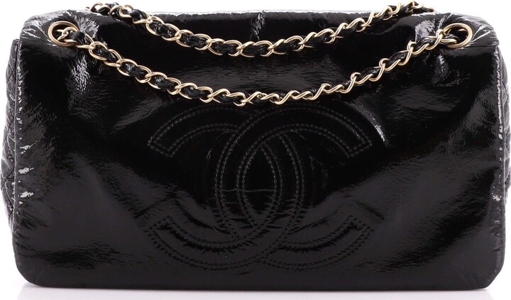 Chanel Rock and Chain Flap Bag Patent Vinyl Large Black 2141941