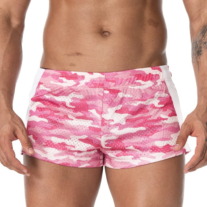 AIMPACT Men's Mesh Camo Booty Shorts Bodybuilding Athletic Workout