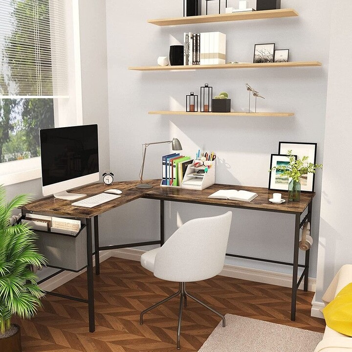 Mieres Modern Corner L-Shaped Desk, Computer Gaming Desk with Storage Bag  and Iron Hooks,Writing Table Workstation for Small Spaces - ShopStyle