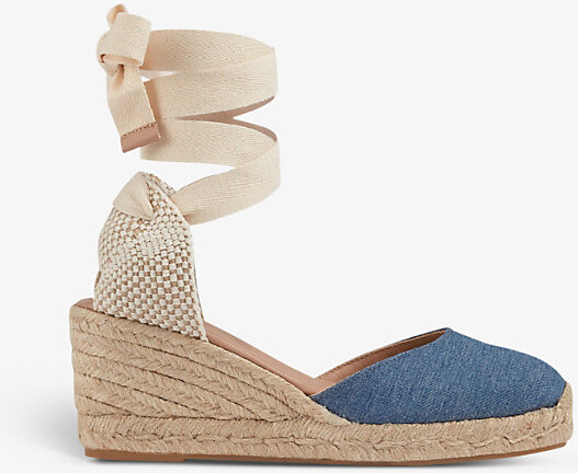denim low wedges