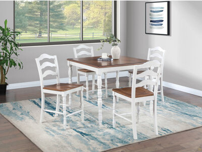 August Grove 5 Piece Counter-Height Dining Set With Oak Top Table And 4 Ladder