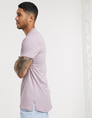 ASOS DESIGN longline T-shirt with side splits in grey